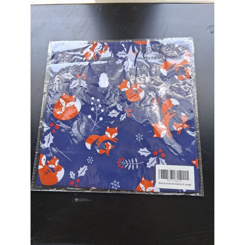 Christmas Winter Red Foxes Kong Club Bandana for Dogs XL NWT Collectors Release